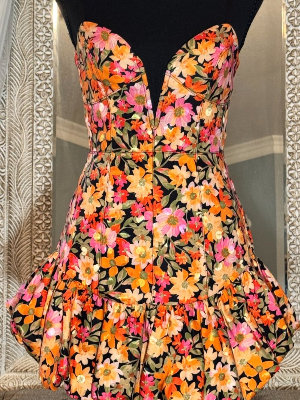 For Love & Lemons Floral Corset Mini Dress Size S - Picture 2 of 11
